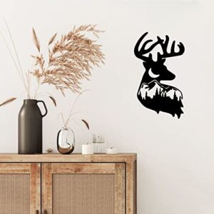 SwallowLiving 15 x 11 inch Black Metal Forest Deer Wall Decor Hill Cabin Lodge Wildlife Deer Silhouette Natural Themed Art