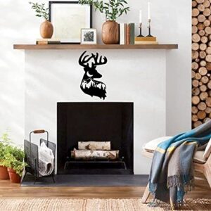 SwallowLiving 15 x 11 inch Black Metal Forest Deer Wall Decor Hill Cabin Lodge Wildlife Deer Silhouette Natural Themed Art