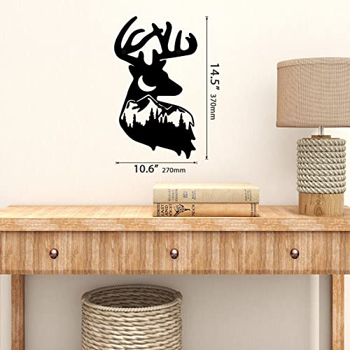 SwallowLiving 15 x 11 inch Black Metal Forest Deer Wall Decor Hill Cabin Lodge Wildlife Deer Silhouette Natural Themed Art