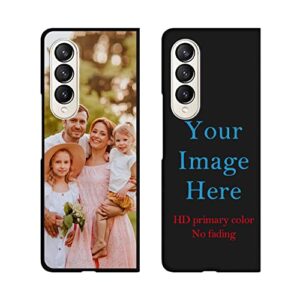 Custom Phone Case for Samsung Galaxy Z Fold 4,Customized Personalized Photo Text Name Phone Case Anti-Scratch Hard Protective TPU Phone Cover Black