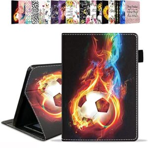 poiuytrew case for all-new amazon kindle fire 7 tablet (7", 12th generation, 2022 release) latest model - pu leather folio case with smart auto wake/sleep, flame football