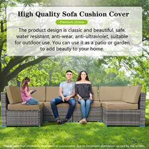 FKSLIFE Patio Cushion Covers Replacement,Outdoor Patio Cushion Covers Replacement Waterproof (25×25×3.15 inches, Brown)