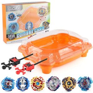 bey battling top burst toy blade set game complete battle game set with stadium, 6 battling tops and 2 launchers, toys for 6 year old boys & girls & up