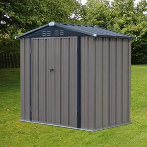 kinbor 6' x 4' Storage Shed - Outdoor Garden Metal Shed with Double Lockable Door, Tool Storage Shed for Backyard, Patio, Lawn, Deck