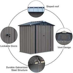 kinbor 6' x 4' Storage Shed - Outdoor Garden Metal Shed with Double Lockable Door, Tool Storage Shed for Backyard, Patio, Lawn, Deck