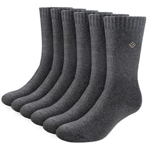 eizniz 3 pairs merino wool socks for men & women, thermal warm winter crew socks for hiking, unisex cold weather boot socks