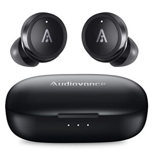 audiovance if301 earbuds, wireless headphones bluetooth ear buds for iphone android, premium sound, immersive music, clear calls, noise reduction, wireless charging, waterproof, 23h battery.