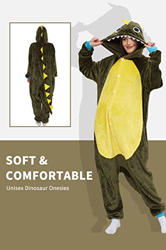 Joy2fitt Halloween Costumes Adults Women Animal Onesie Men Flannel Dinosaur Hooded Tails One Piece Family Cosplay Jumpsuit S