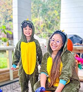 Joy2fitt Halloween Costumes Adults Women Animal Onesie Men Flannel Dinosaur Hooded Tails One Piece Family Cosplay Jumpsuit S