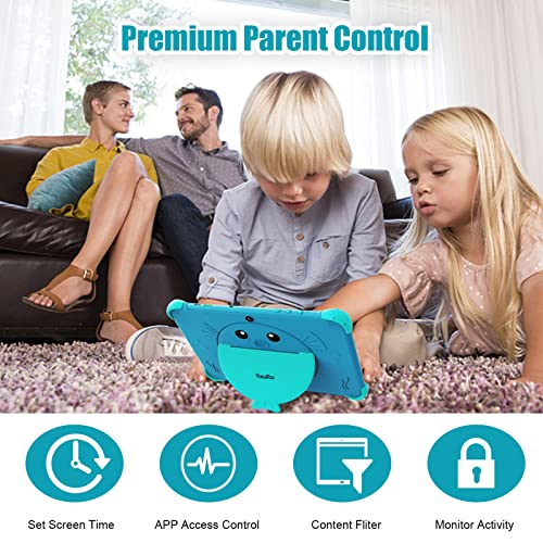 Kids Tablet 10 inch Tablet for Kids with Gamepad Case Included,Toddler Tablet 2GB 32GB WiFi Dual Camera HD Touch Screen Android 11 Kids Learning Tablet Parental Control YouTube ABC Mouse Blue