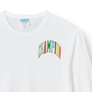 Champion Boyfriend, Oversized T-Shirt, Women's Cotton Long Sleeve Tee, White, Medium