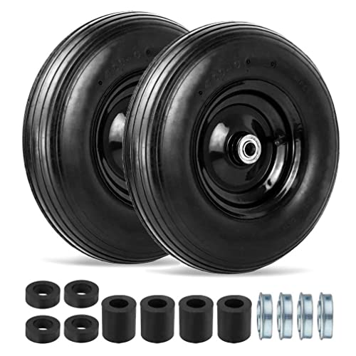 4.00-6 Pneumatic Tire and Wheel Compatible with Gorilla cart, 13'' Residential Wheelbarrow Tires Replacement, Air Filled Wheel Assemblies for Garden Carts with 5/8" and 3/4" Center Bearing