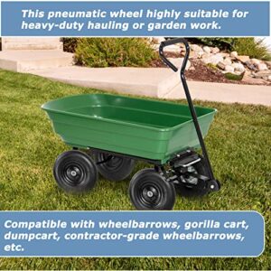 4.00-6 Pneumatic Tire and Wheel Compatible with Gorilla cart, 13'' Residential Wheelbarrow Tires Replacement, Air Filled Wheel Assemblies for Garden Carts with 5/8" and 3/4" Center Bearing