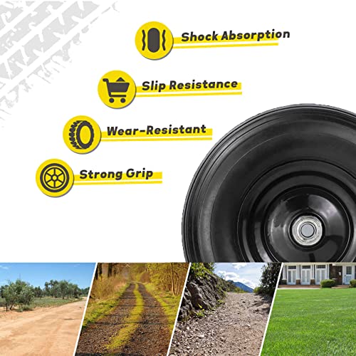 4.00-6 Pneumatic Tire and Wheel Compatible with Gorilla cart, 13'' Residential Wheelbarrow Tires Replacement, Air Filled Wheel Assemblies for Garden Carts with 5/8" and 3/4" Center Bearing