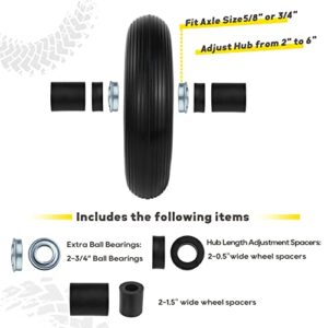 4.00-6 Pneumatic Tire and Wheel Compatible with Gorilla cart, 13'' Residential Wheelbarrow Tires Replacement, Air Filled Wheel Assemblies for Garden Carts with 5/8" and 3/4" Center Bearing