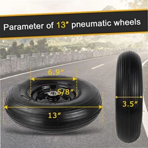 4.00-6 Pneumatic Tire and Wheel Compatible with Gorilla cart, 13'' Residential Wheelbarrow Tires Replacement, Air Filled Wheel Assemblies for Garden Carts with 5/8" and 3/4" Center Bearing