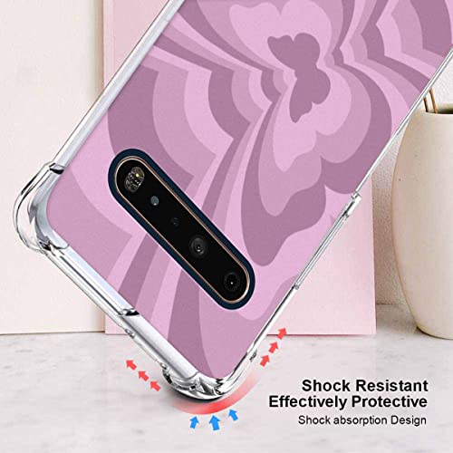 zaztify Phone Case for LG V60 ThinQ/ThinQ 5G UW, Pink Butterfly Swirl Incline Coffee Latte Valentine Color Block Cute Pattern Shockproof Protective Anti-Slip Thin Slim Soft Clear Cover Shell