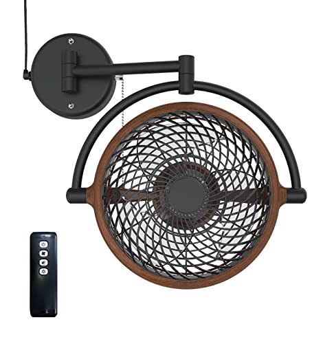 Vento VIVI-DC 10 In. Wall Mount Swivel fan with Folding Arm (Walnut)