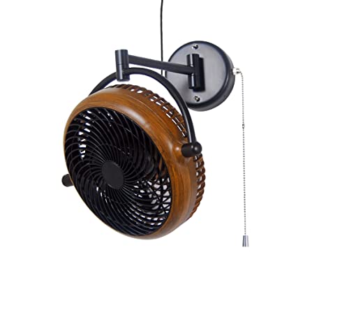 Vento VIVI-DC 10 In. Wall Mount Swivel fan with Folding Arm (Walnut)