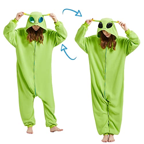 EROTYWE Adult Onesie Alien Costume Pajamas - Halloween Christmas Cosplay Costumes Homewear Jumpsuit for Women and Men