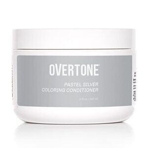 overtone haircare color depositing conditioner - 8 oz semi permanent hair color conditioner with shea butter & coconut oil - pastel silver temporary cruelty-free hair color (pastel silver)
