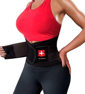 pohl schmitt fitcurve waist trainer and trimmer sweat belt and belly band for weight loss, workouts, fitness and lumbar back support, for men and women, black m
