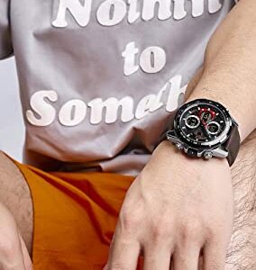NAVIFORCE Men's Military Digital Watches Analog Quartz Waterproof Watch Sport Multifunctional Leather Wristwatch