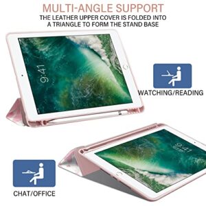 Deokke Compatible with iPad 6th/5th Generation Case(2018/2017) iPad Air 2/Air 1 Case,iPad 9.7 inch Case with Pencil Holder and Soft TPU Back Case,Auto Sleep/Wake Cover-Pink Cow Western