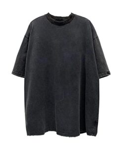 aelfric eden mens cotton wash solid t-shirts oversized unisex short sleeve streetwear rap hip hop basic tee tops