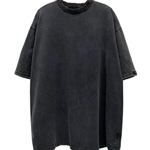 Aelfric Eden Mens Cotton Wash Solid T-Shirts Oversized Unisex Short Sleeve Streetwear Rap Hip Hop Basic Tee Tops