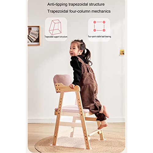 Adjustable Solid Wood Study Chair, Solid Wood Children Home Lift Dining Chair/Desk Chair, Children Height Control Chair for Home/Computer Desk/Study (Color : Grey)