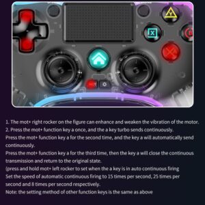 ROTOMOON Clear Wireless Controller with 8 Color Adjustable LED Lighting Compatible with PS4 Pro/PS4 Slim/PS4 Controller, with Headphone Jack for PS4 Dualshock 4 Game