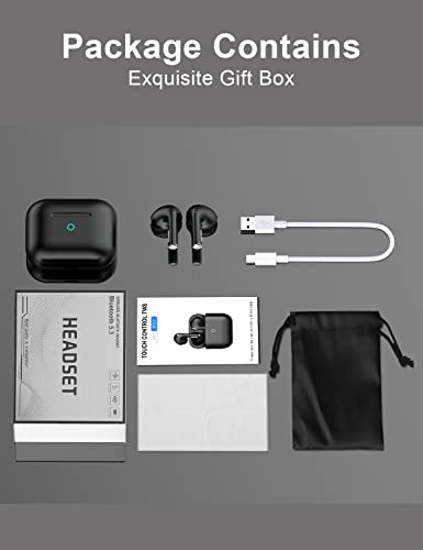 Myinnov Wireless Earbuds, Bluetooth 5.3 Ear Buds Touch Control with in-Ear Built-in Microphone Deed Bass Headphones,Premium Stereo Earphones IPX6 Waterproof Headset for Sport (Black)