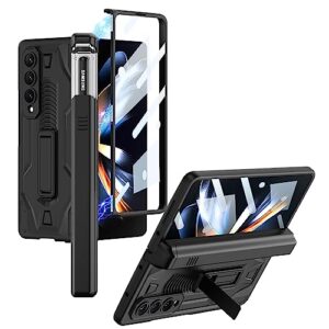dootoo for samsung galaxy z fold 4 case hinge protection, z fold 4 built-in screen protector & kickstand & s pen box holder magnetic all-inclusive case for samsung galaxy z fold 4 5g (black)