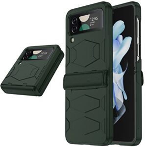 for z flip 4 case, galaxy z flip 4 case(2022), wireless charging support armor cover bumper for samsung flip 4 case with hinge protection, shockproof for samsung galaxy z flip 4 case(green)