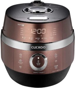 cuckoo crp-jhr1009f | 10-cup (uncooked) induction heating pressure rice cooker | 19 menu options, auto-clean, voice guide, made in korea | copper
