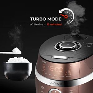 CUCKOO CRP-JHR1009F | 10-Cup (Uncooked) Induction Heating Pressure Rice Cooker | 19 Menu Options, Auto-Clean, Voice Guide, Made in Korea | Copper