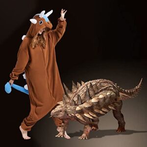 BETIFUHOM Animal Ankylosaurus Onesie Pajamas Unisex Adult Dinosaur Halloween Christmas Onesies Costume Cosplay for Women and Men