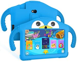 kids tablet, 7 inch tablet for kids 3gb ram 32gb rom, android 11 tablet with wifi, bluetooth, gms, parental control, shockproof case, google play, youtube, netflix