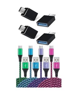 4 pack usb c to usb adapters + 4 pack 6ft usb a to usb type c cable