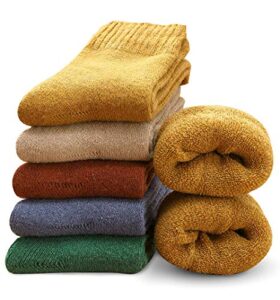 mosotech 5 pairs womens wool socks, thick warm cozy crew winter socks boot socks thermal gifts socks, size 5-10