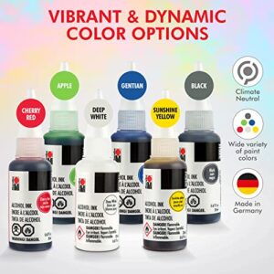 Marabu Alcohol Ink for Epoxy Resin - 6 Primary Colors Alcohol Ink Set - Vibrant and Versatile Alcohol Inks for Resin Art, Tumblers, Alcohol Paint Paper, Resin Dye - 20ml Inks