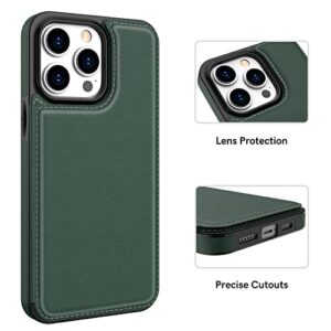 Delidigi Compatible with iPhone 13 Pro Max Case Wallet with Card Holder, Flip PU Leather Built-in Card Slots, Kickstand and Shockproof Case for iPhone 13 Pro Max 6.7 inch Women Men (Alpine Green)