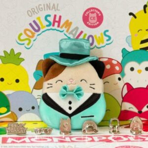 Monopoly: Squishmallows | Collector’s Edition Featuring Cam The Cat Plush | Buy, Sell, Trade Spaces Featuring Squshmallows | Collectible Classic Monopoly Game | Officially-Licensed Squishmallows Game