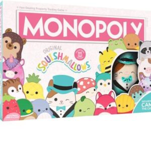 Monopoly: Squishmallows | Collector’s Edition Featuring Cam The Cat Plush | Buy, Sell, Trade Spaces Featuring Squshmallows | Collectible Classic Monopoly Game | Officially-Licensed Squishmallows Game