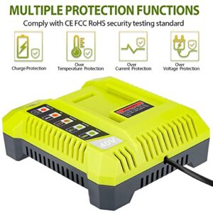 Gerttilyon for Ryobi OP401 40 Volt Lithium Ion Battery Charger Replace for Ryobi OP40301 OP40401 OP40501 OP40601 OP4015 OP4026 OP4026A OP4030 OP4040 OP4050 Li-ion Battery 【Battery Not Included】