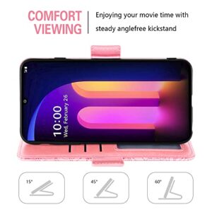 Compatible with LG V60 ThinQ V60ThinQ 5G G9 Thin Q Wallet Case and Tempered Glass Screen Protector Card Holder Stand Magnetic Leather Flip Phone Cover for LGV60 V 60 60ThinQ 60V Women Men Rose Gold