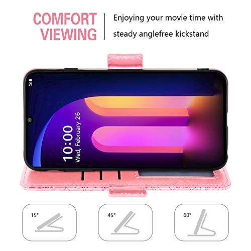 Compatible with LG V60 ThinQ V60ThinQ 5G G9 Thin Q Wallet Case and Tempered Glass Screen Protector Card Holder Stand Magnetic Leather Flip Phone Cover for LGV60 V 60 60ThinQ 60V Women Men Rose Gold
