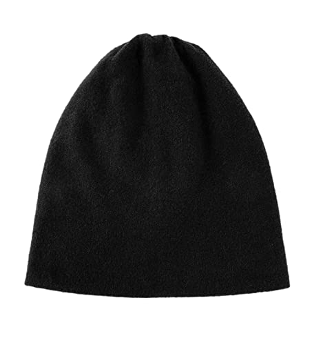 Villand 100% Merino Wool Beanie Hat for Women and Men with Gift Bag, Double-Layered Ski Cap, Knitted Wool Hat for Winter (Black)