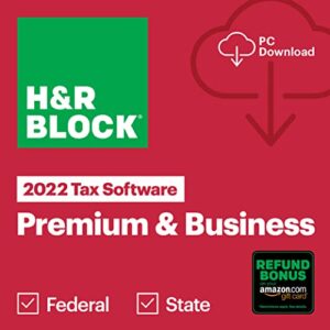 h&r block tax software premium & business 2022 with refund bonus offer (amazon exclusive) [pc download]